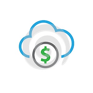 Cloud database dollar vector icon