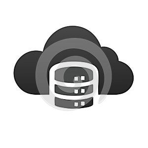 Cloud Database Hosting Icon: Data Storage and Management System via Internet Technology