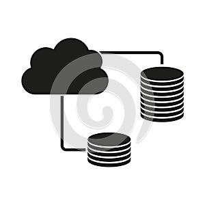 Cloud Database Icon. Data storage connection. Cloud computing network. Vector technology.