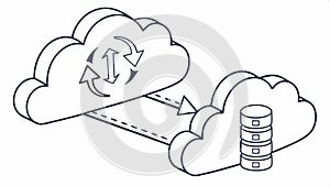 Cloud and database icon, cloud data storage and management vector design Generative AI