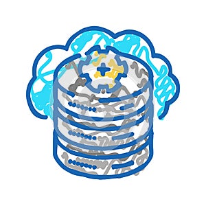 cloud database icon doodle illustration