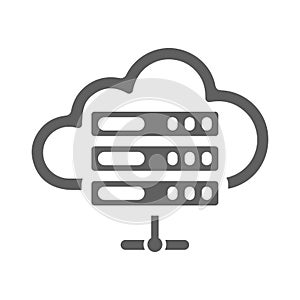 Cloud, database icon. Gray vector graphics