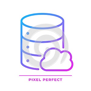 Cloud database pixel perfect gradient linear vector icon