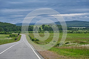 Cloud day on the road somewhere in Bashkiria