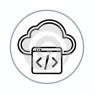 Cloud Development and Web Coding Line Icon