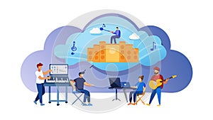 Cloud Digital Workspace Team Vector, vector design Generative AI