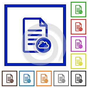 Cloud document flat framed icons