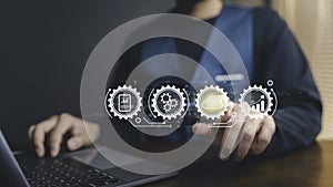 Cloud Document Management, businessman control of data digital.