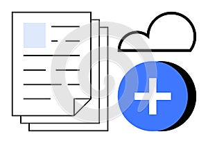 Cloud Document Management Symbol With Upload Functionality by Files and Cloud Icon