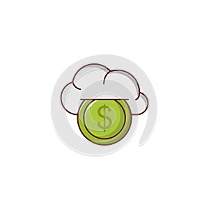 Cloud dollar vector line flat icon