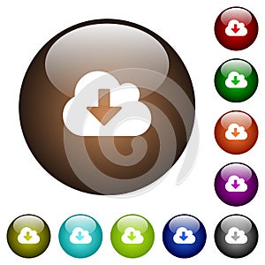 Cloud download color glass buttons