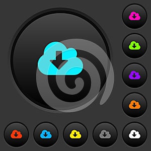 Cloud download dark push buttons with color icons