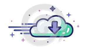 Cloud Download and Data Transfer Icon, vector design Generative AI