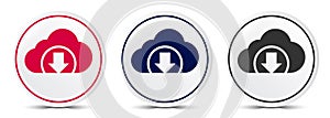 Cloud download icon crystal flat round button set illustration design