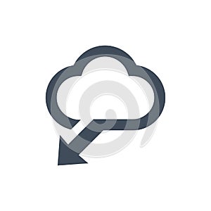 cloud download icon flat design,data information save concept, vector illustration.