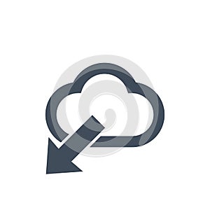 cloud download icon flat design,data information save concept, vector illustration.