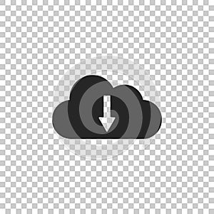 Cloud download icon isolated on transparent background. Flat design. Vector