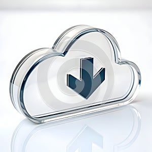 Cloud download icon isolated on white photo