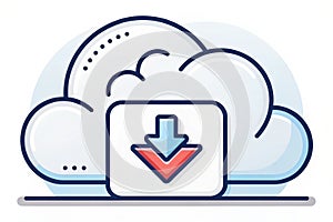 Cloud download icon isolated on white. A cloud download icon isolated on a white background, symbolizing file transfer or online photo
