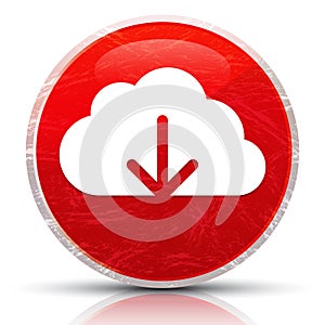 Cloud download icon metallic grunge abstract red round button illustration