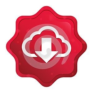 Cloud download icon misty rose red starburst sticker button