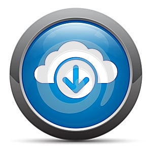Cloud download icon premium blue round button vector illustration