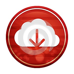 Cloud download icon realistic diagonal motion red round button illustration