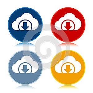 Cloud download icon trendy flat round buttons set illustration design