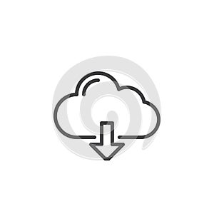 Cloud download line icon, outline vector sign, linear style pictogram isolated on white