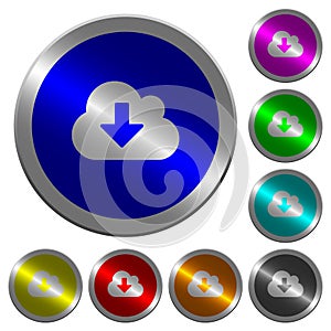 Cloud download luminous coin-like round color buttons