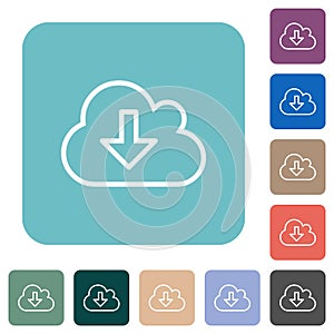 Cloud download outline rounded square flat icons