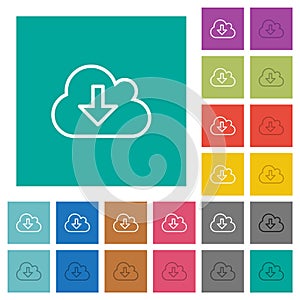 Cloud download outline square flat multi colored icons