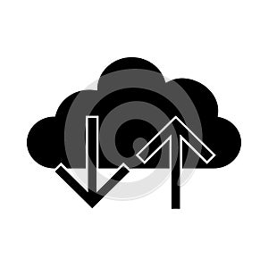 Solid Black Cloud Download & Upload Icon