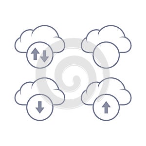 Cloud download and upload icon. Up and down arrows.