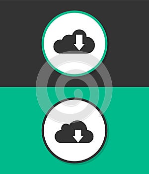 Cloud download vector icon on white background.