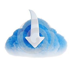 Cloud with a downward arrow symbolizing data transfer