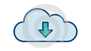Cloud with downward arrow, symbolizing data transfer and cloud storage, vector design Generative AI