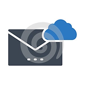 Cloud email glyph color vector icon
