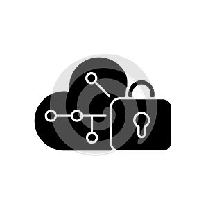 Cloud encryption black glyph icon