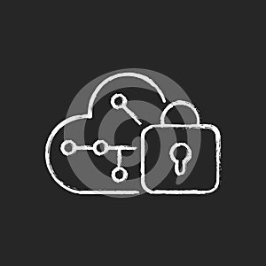 Cloud encryption chalk white icon on dark background