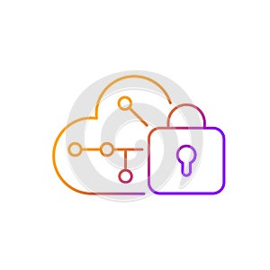 Cloud encryption gradient linear vector icon