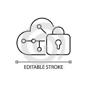Cloud encryption linear icon