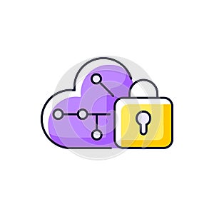 Cloud encryption purple RGB color icon