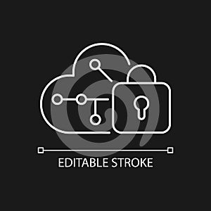 Cloud encryption white linear icon for dark theme
