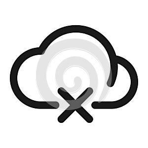 Cloud error or Cancel or disconnect connection icon. Cloud computing access denied vector illustration