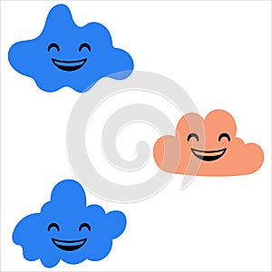 Cloud with face. Clouds collection. clouds. smiling face of clouds