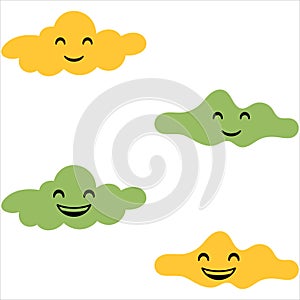 Cloud with face. Clouds collection. clouds. smiling face of clouds
