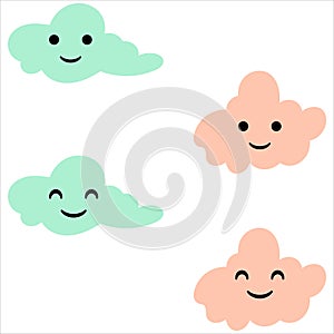 Cloud with face. Clouds collection. clouds. smiling face of clouds