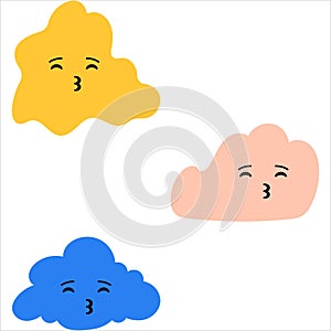 Cloud with face. Clouds collection. clouds. smiling face of clouds