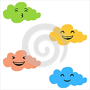 Cloud with face. Clouds collection. clouds. smiling face of clouds